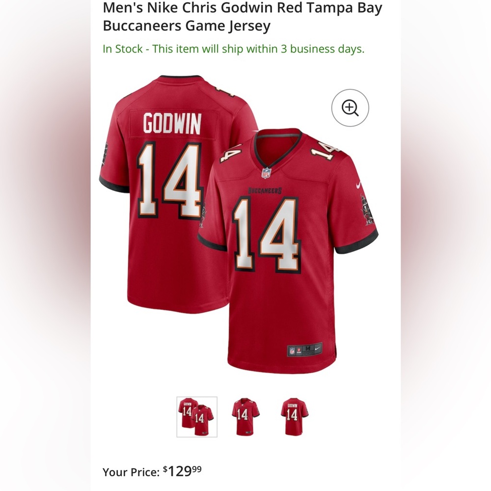Men's Nike Chris Godwin Red Tampa Bay Buccaneers Game Jersey - Size L